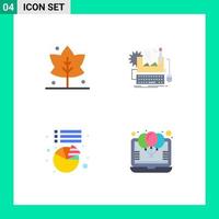 4 User Interface Flat Icon Pack of modern Signs and Symbols of leaf pie type writer paper balloon Editable Vector Design Elements