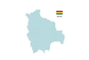 diseño de mapa de bolivia círculo azul, fondo blanco con bandera de bolivia. vector