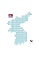 Korea map design blue circle, white background with Korea flag. vector