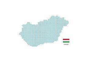 Hungary map design blue circle, white background with Hungary flag. vector