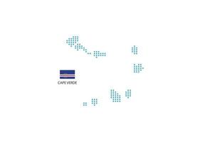 diseño de mapa de cabo verde círculo azul, fondo blanco con bandera de cabo verde. vector