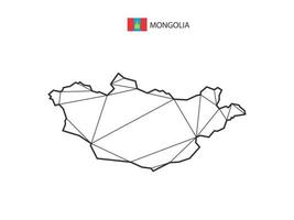 estilo de mapa de triángulos de mosaico de mongolia aislado en un fondo blanco. diseño abstracto para vectores. vector