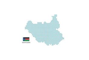 South Sudan map design blue circle, white background with South Sudan flag. vector