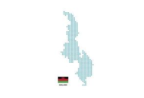 diseño de mapa de malawi círculo azul, fondo blanco con bandera de malawi. vector