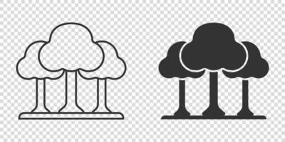 Tree icon in flat style. Forest vector illustration on white isolated background. Plant sign business concept.