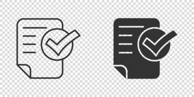 Document checklist icon in flat style. Report vector illustration on white isolated background. Paper sheet business concept.