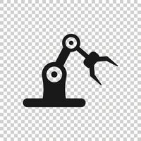 Robot arm icon in flat style. Mechanic manipulator vector illustration on white isolated background. Machine business concept.