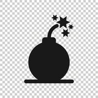 Bomb icon in flat style. Dynamite vector illustration on white isolated background. C4 tnt business concept.