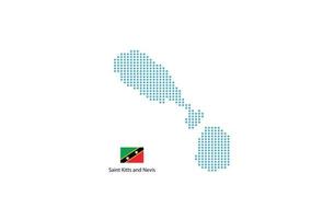 diseño de mapa de saint kitts y nevis círculo azul, fondo blanco con bandera de saint kitts y nevis. vector