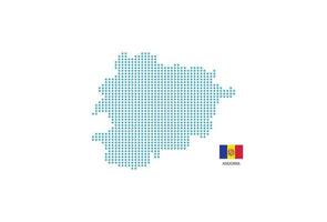 andorra mapa diseño círculo azul, fondo blanco con bandera de andorra. vector