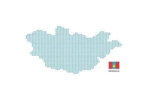 diseño de mapa de mongolia círculo azul, fondo blanco con bandera de mongolia. vector