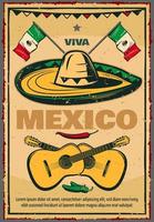 cartel retro del bosquejo del vector mexicano del cinco de mayo