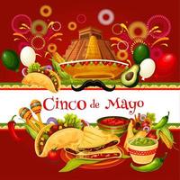 Cinco de Mayo mexican holiday greeting card vector