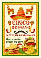 Mexican festive food card of Cinco de Mayo holiday vector