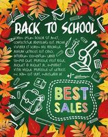 Back to school special offer poster, sale design vector