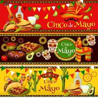 Mexican Cinco de Mayo vector fiesta food banners