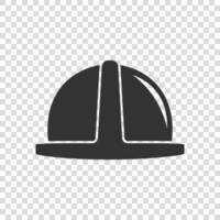 Construction helmet icon in flat style. Safety cap vector illustration on isolated background. Worker hat sign business concept.