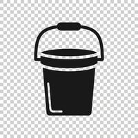 Bucket icon in flat style. Garbage pot vector illustration on white isolated background. Pail business concept.