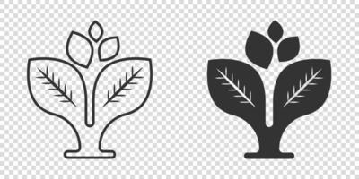 icono de hoja en estilo plano. ilustración de vector de planta sobre fondo blanco aislado. concepto de negocio de signo de flor.