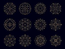 Sacred geometry esoteric, magic, alchemy symbols vector