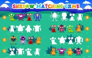 Shadow match game monster characters, find shade vector