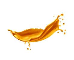 Golden wave splash, syrup caramel flow droplets vector