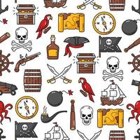 Caribbean pirates and corsairs seamless pattern vector