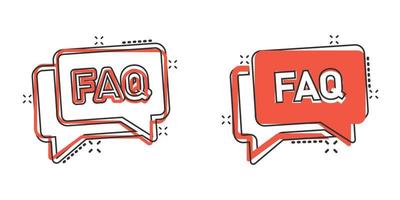 Faq speech bubble icon in comic style. Question cartoon vector illustration on white isolated background. Communication splash effect sign business concept.