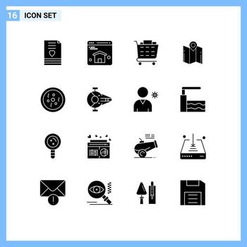 16 Solid Glyph concept for Websites Mobile and Apps dish pointer buy navigation direction Editable Vector Design Elements