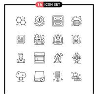 16 Outline concept for Websites Mobile and Apps about platform archive internet hosting Editable Vector Design Elements