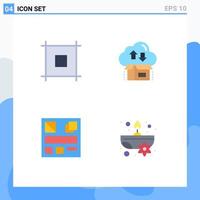 Editable Vector Line Pack of 4 Simple Flat Icons of layout mockup box package aromatic Editable Vector Design Elements