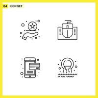 Stock Vector Icon Pack of 4 Line Signs and Symbols for premium payment mouse education pollution Editable Vector Design Elements