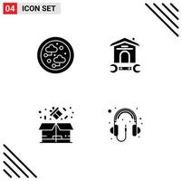 Set of 4 Modern UI Icons Symbols Signs for connected box technology repair percentage Editable Vector Design Elements