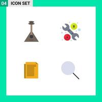 Stock Vector Icon Pack of 4 Line Signs and Symbols for audio note music tool paper Editable Vector Design Elements