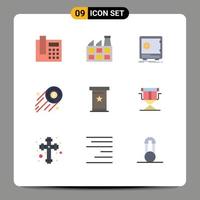 9 Universal Flat Color Signs Symbols of podium conference safe investment dollar coin Editable Vector Design Elements