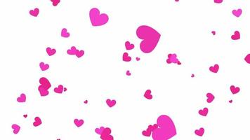 Falling hearts background.Love confetti element.Pink hearts particles decorated with isolated background video