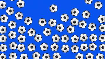 fondo de patrón animado de balón de fútbol. juego de fútbol con fondo azul video