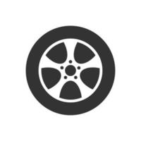 Car wheel icon in flat style. Vehicle part vector illustration on white isolated background. Tyre business concept.