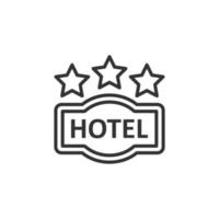 Hotel 3 stars sign icon in flat style. Inn vector illustration on white isolated background. Hostel room information business concept.