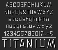 Vector Titanium font letters alphabet