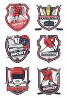 equipo deportivo de hockey sobre hielo, iconos vectoriales vector