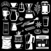 iconos de vector de cafetera y cafetería