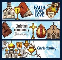 Christianity religion and religious objects vector