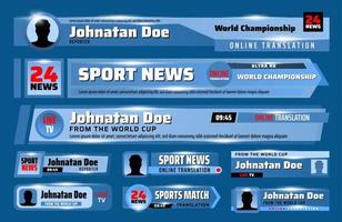 Lower third banners, tv sport news bars template vector