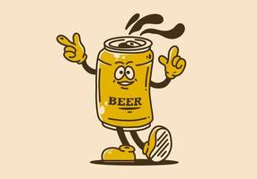 illustration design of beer cans with arms and legs vector