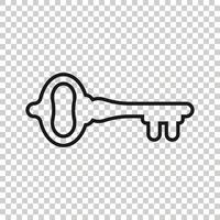 Key icon in flat style. Password vector illustration on white isolated background. Access business concept.