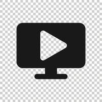 icono de pantalla de tv en estilo plano. ilustración vectorial de vídeo sobre fondo blanco aislado. concepto de negocio de monitor de computadora. vector