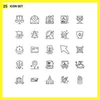 Line Pack of 25 Universal Symbols of virus folder degree file hat Editable Vector Design Elements