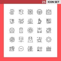 25 Universal Lines Set for Web and Mobile Applications hotel game eco device setting Editable Vector Design Elements