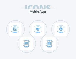 Mobile Apps Blue Icon Pack 5 Icon Design. app. shopping. app. plain. map vector